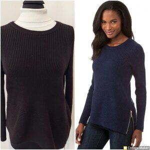 MICHAEL Michael Kors Black Asymmetric Hem Side Zip Sweater Sz XL. Cotton mix